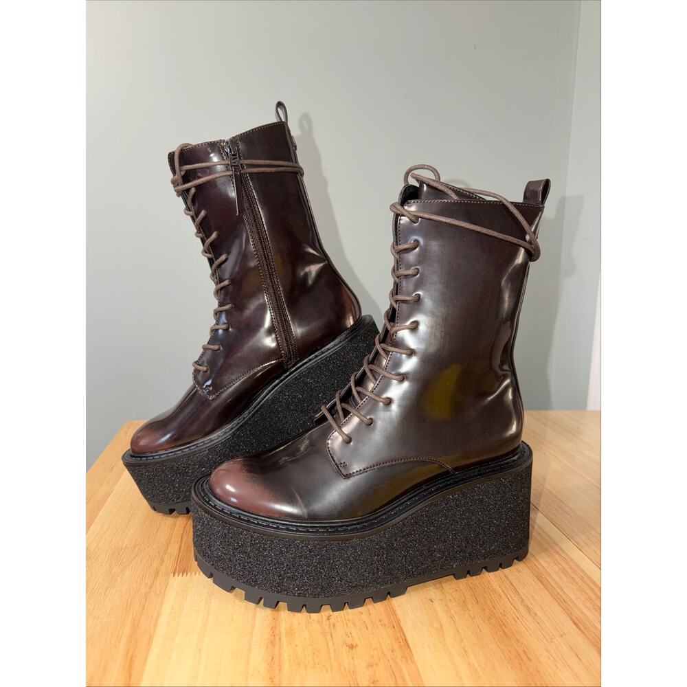 Circus by Sam Edelman SLATER Brown Platform Combat Lace-Up Boots Size 7 NWOB - Picture 3 of 4